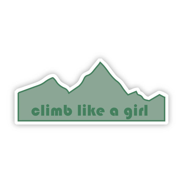 Climb Like a Girl Green Mountain Sticker: Green