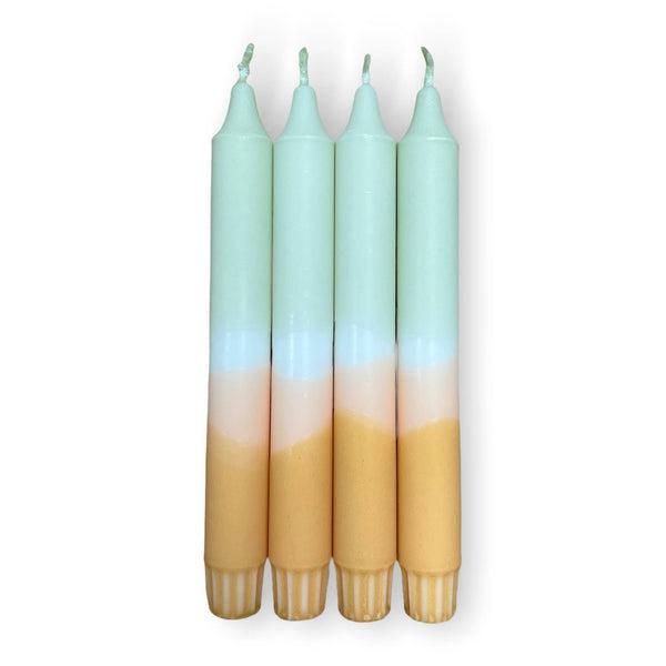 Dip Dye Candle -  Green Peach Bee Yellow