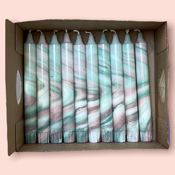 Marble Candle - Sage Green & Pink