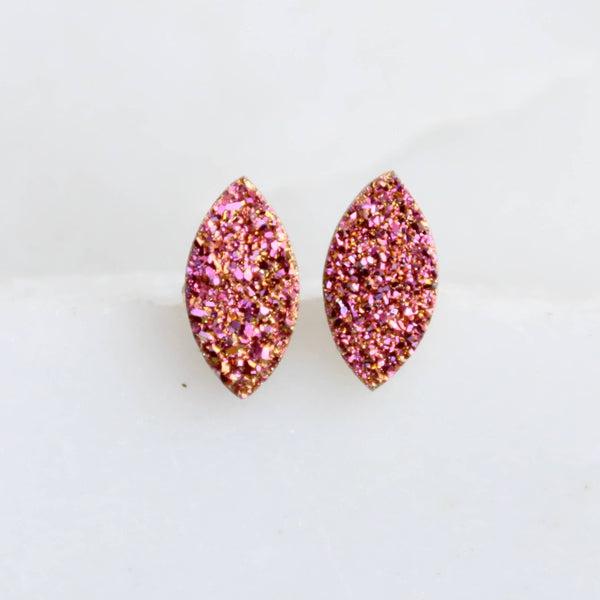Pink Druzy Studs