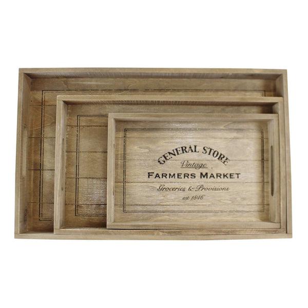 General Store Wooden Trays With Handles