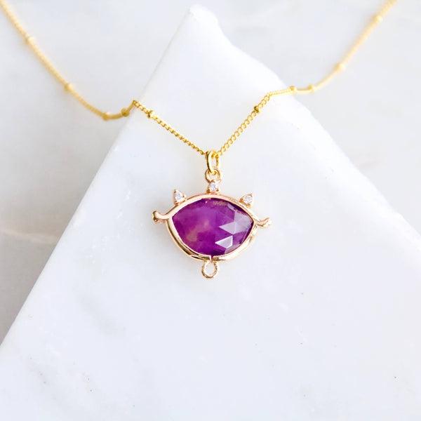 Amethyst Evil Eye Necklace