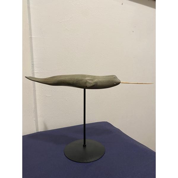 Inuit Soapstone Narwhal on Stand