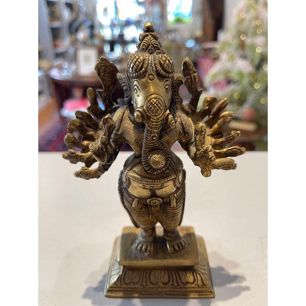 Verra Ganapathi - 16 Arm Brass Ganesh - 7"