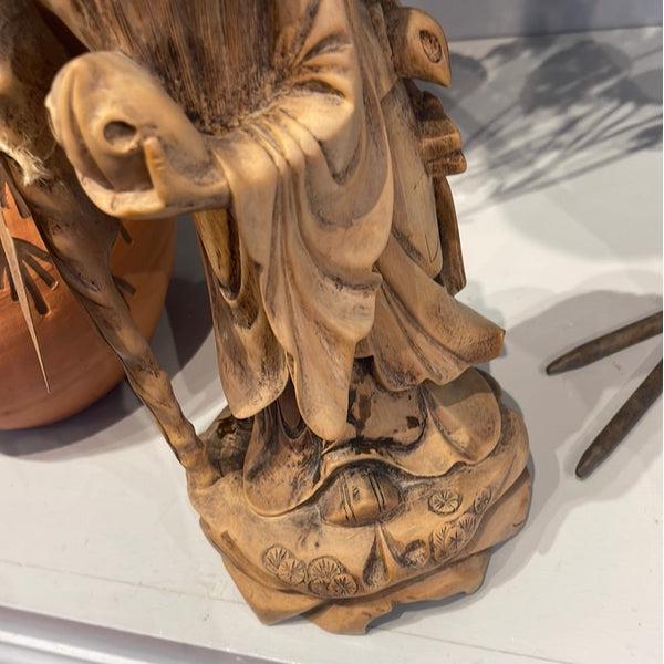 Chinese Deity Figural Carving - Wisdom and Longevity
