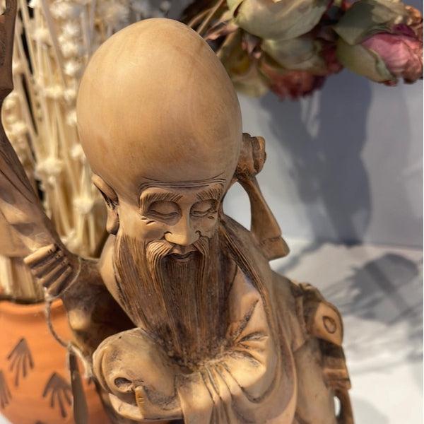 Chinese Deity Figural Carving - Wisdom and Longevity