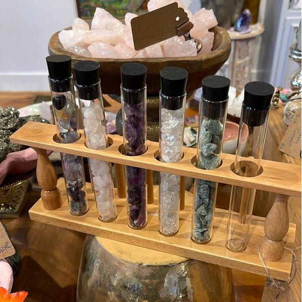 Crystal Filled Test Tube Rack