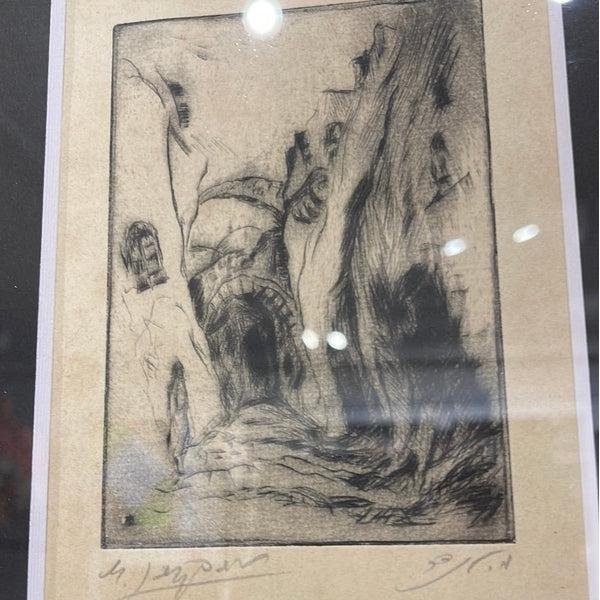 Dark Corridor - Antique Etching