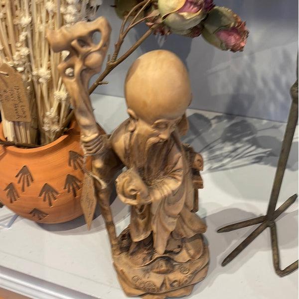 Chinese Deity Figural Carving - Wisdom and Longevity